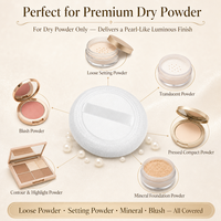 JLY Houpette de maquillage ronde en velours à poils courts et denses pour poudre libre, poudre fixatrice et blush, avec surpiqûres en dentelle