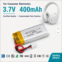 Baterai Polimer Lithium-ion 400mAh Custom 751550 Ultra-Tipis 3.7V untuk Earbud Bluetooth, Jam Tangan Pintar