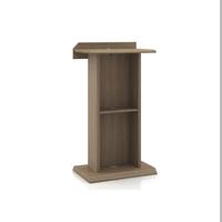 Bureau de réception en bois en forme de L en chêne foncé moderne pour salon de beauté et spa