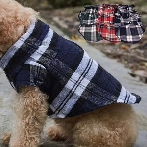 Clásico otoño al aire libre cachorro desgaste rojo azul verde poliéster fino mascota <span class=keywords><strong>Schnauzer</strong></span> camisa a cuadros ocio perro enrejado ropa de impresión - Product Image 2