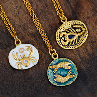 Collar con Colgante SongYi de Acero Inoxidable, Chapado en Oro de 18K al Vacío, con Signo Zodiacal, Joyería para Mujer, Uso Diario