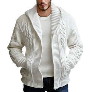 Factory Custom Twist Knitted <strong>Cardigan</strong> <strong>Mens</strong> <strong>Woollen</strong> Coat European American Casual Hooded Knit <strong>Men's</strong> Sweaters - Product Image 1