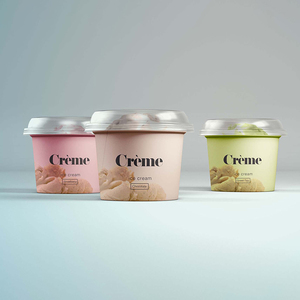 Cấp thực phẩm tùy chỉnh in 4/8/12/16 oz kem dùng một lần giấy Gelato ly/container với nắp và muỗng - Product Image 5