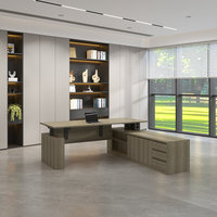 Bureau de direction moderne en L, électrique, réglable en hauteur (assis-debout), avec rangement, double moteur, extensible, pour bureau de patron