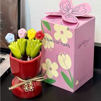 Keramiek Leuke stijl High-end cadeau Fruitvorkhouder Set Stijlvolle dessertvorken Fruitprikkers Container Kleine keramische vaasornament