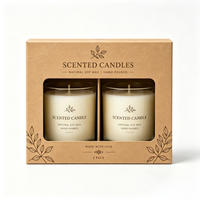 Boîte en papier biodégradable avec fenêtre et séparateur pour bougies parfumées à la cire de soja, coffret cadeau, emballage personnalisé pour bougies
