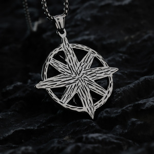 Yunnique – pendentif croix Vintage en acier inoxydable, avec incrustation de rubis rouge, design géométrique, pour hommes, collier, breloque, cadeau - Product Image 4