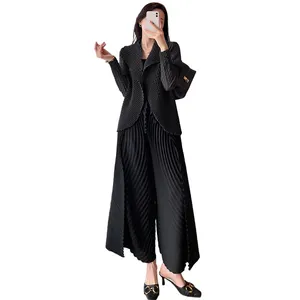 Miyake Fold High Sense To Beautiful Blouse Professional Temperament Goddess Fan Light Familiar Style Women's Suit