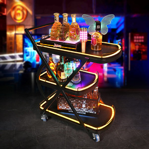 Chariot à boissons avec lumières LED, multifonctionnel, portable, pour bar, KTV, restaurant, usage commercial - Product Image 1