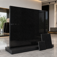 Dalles de granit noir pur sur mesure OEM et ODM pour revêtements de sol, plans de travail de cuisine, comptoirs, dessus de table, décoration intérieure