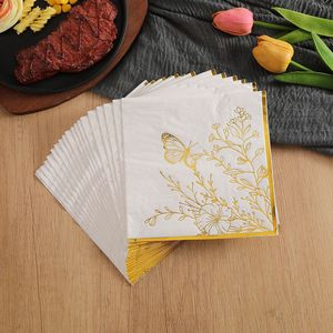 Gold Trimmed Printed Paper Napkins 330mm Wedding Party Disposable Napkins 20 Sheets Per Pack - Product Image 5