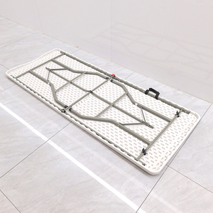 Mesa de fiesta no plegable de plástico rectangular HDPE blanco granito de 72 pulgadas para exteriores de 6 pies