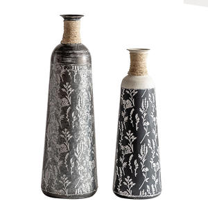 Jarrón de suelo de hierro rústico, redondo, decorativo, para sala de estar, entrada de hotel - Product Image 4