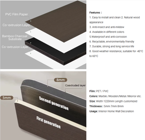 แผ่น<span class=keywords><strong>ผนัง</strong></span>พีวีซีขนาด 1220*2800 มม. ผลิตจากโรงงาน  แผ่นคาร์บอนคริสตัลผสมถ่านไม้ไผ่ กันน้ำ กันเสียง ทนไฟ พร้อมคุณสมบัติซับเสียง - Product Image 4