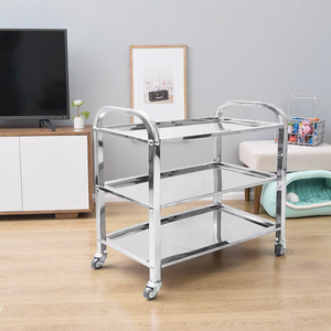 <span class=keywords><strong>Chariot</strong></span> <span class=keywords><strong>de</strong></span> service commercial à trois niveaux en acier inoxydable avec conception mobile pour les opérations hôtelières, <span class=keywords><strong>de</strong></span> restauration et <span class=keywords><strong>de</strong></span> boissons - Product Image 1