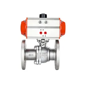 High pressure pneumatic actuator dn80 ss304 pneumatic 3 ways ansi class150# flange ball valve price