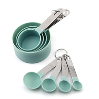 Cuisson Cuisson 8 Pièces Manche En Acier Inoxydable PP En Plastique De Qualité Alimentaire Cuillère Tasse Liquide Sec Ingrédient Tasse À Mesurer Cuillère Ensemble