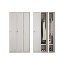 Armoires de rangement en métal personnalisées à 3 portes en acier pour gymnases, bureaux d'école et vestiaires du personnel