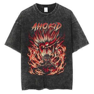 Camiseta estampada nueva de verano, camiseta holgada de manga corta con efecto desgastado de Uchiha <span class=keywords><strong>Itachi</strong></span> para hombre - Product Image 2
