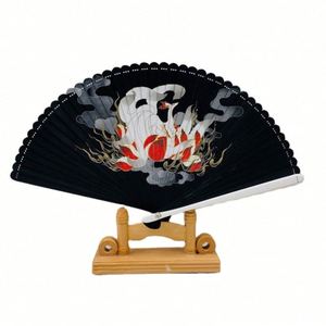 Abanico Plegable de Bambú de Alta Calidad para Halloween, Producto Artesanal de Bambú - Product Image 1