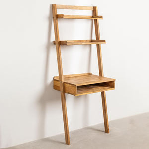 Minimalist Home Decoration Nordic Style Furniture Handcrafted Floating <strong>Wooden</strong> Table Oak Wood <strong>Desk</strong> With Shelves - Product Image 1