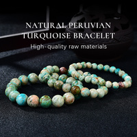Bracelet en pierre turquoise naturelle du Pérou pour accessoires faits main, mode bohème, usage quotidien et collections de cadeaux