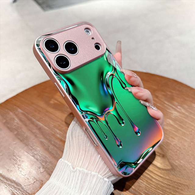 Liquid dripping Suitable for IPhone 17 Pro Max Phone Case, New Unisex Full-cover Anti-drop Tempered Glass Protective Case