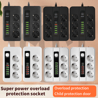 Multiprise EU Schuko avec charge rapide USB PD, câble de 2 m/3 m, protection contre les surcharges, prise d'extension ignifuge