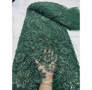 Tessuto in Pizzo Africano di Alta Qualità Toplace con Perline <span class=keywords><strong>e</strong></span> Paillettes Nigeriane, Tessuto Ricamato per Abiti da Sposa - Product Image 3