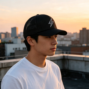 Unisex Lightning Embroidery Baseball Cap Breathable Mesh 5-Panel Snapback Hat for Tennis, Golf, Hiking, Running - Product Image 5