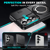 Vente en gros d'usine, TPU PC antichoc, magnétique puissant, 360° °   Coque de protection avec support et protection caméra pour Samsung S26 S25 S24