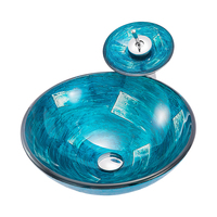 Lavabo sur pied en verre bleu de conception italienne pour salle de bain, salle à manger, comptoir, prix