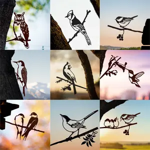 New Style Garden Art Tree Hummingbird Couple Decoration Garden Animal Ornaments