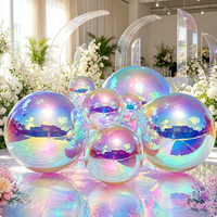 Événement extérieur décoratif PVC gonflable argent lisse brillant ballon boules miroir grandes boules brillantes à vendre