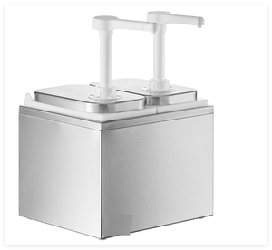 Estación de bomba dispensadora de salsa 2L * 2 con bomba de condimento PP para restaurante y buffet de hotel - Product Image 2