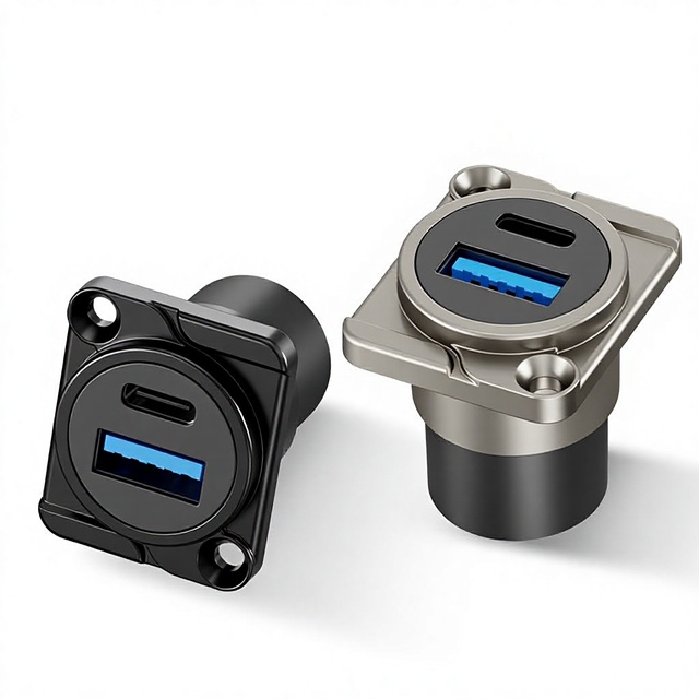 Cross-border Wholesale Zinc-alloy Cabinet D-type TBC-D Through-hole Module USB Data Transmission Connector for Switch