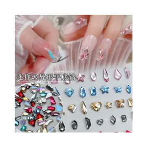 Nail Rhinestone 100 pieces/pack of mini shaped crystal flat bottomed diamond jewelry pink mixed color glass warm spirit