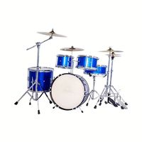 Kit de batterie 5 fûts + 4 cymbales avec pieds et pédales, batterie métallique Jazz Rock OEM, vente en gros pour débutants, enfants, studio, scène, pratique OEM