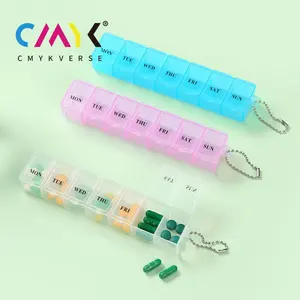 Benutzer definierte Kunststoff Werbe Mini Kunststoff niedlich 7-Tage wöchentlich niedlichen Pille Box Schlüssel bund
