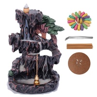 Cool Thérapeutique Résine Rivière Tour Brûleur D'encens Cascade Montagne Backflow Four À Encens Aromathérapie Diffuseur Bois Encens