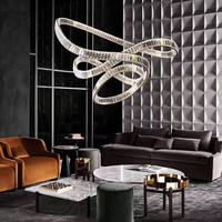 Villa Mall longue cage d'escalier escalier moderne longue spirale lustre en cristal suspension pour escaliers