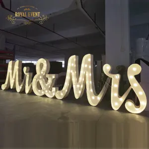 2022 vendita calda decorazioni di nozze LED illuminato segno acrilico 4ft tendone numero lettere fondali per eventi di nozze