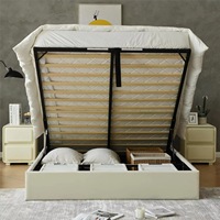 Lit ottoman relevable en velours néerlandais de luxe léger, taille King, avec cadre en bois et rembourrage doux, rangement intégré pour mobilier de maison