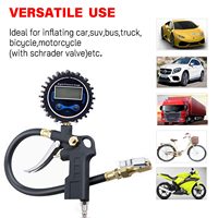 Manomètre numérique robuste pour gonflage de pneus avec tuyau d'air flexible et embout de verrouillage pour un contrôle précis de la pression des pneus de véhicule