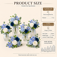 Ensemble de 5 vases à fleurs en soie de luxe modernes faits à la main, design réaliste, réutilisables, légers, pour mariages/événements, prix de gros