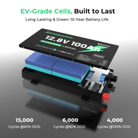 Kamada 12.8V İnce LiFePO4 pil 200200ah | 6000 + çevrim ömrü RV RV 4WD Camper için maksimum deşarj akımı derin döngüsü
