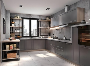 ตู้ครัวไม้แบบแยกส่วนติดผนังสำหรับวิลล่าตู้ครัวแบบสั่งทำทันสมัย - Product Image 4