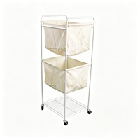 Chariot à linge mobile en toile, panier de rangement pour vêtements sales avec roulettes pivotantes amovibles, cadre en tube de fer et sac en tissu de coton