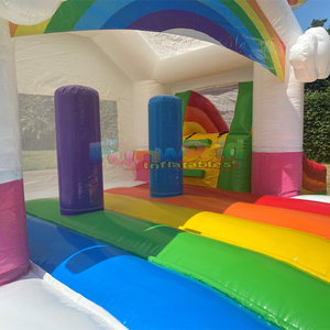 Castillo inflable de unicornio arcoíris con tobogán, casa de brinco para bebés y niños - Product Image 5