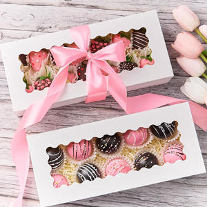 Boîtes à biscuits <span class=keywords><strong>en</strong></span> carton blanc avec fenêtre boulangerie auto-popup traiter chocolat couvert bombes de cacao chaud chocolat fraise boîte - Product Image 3